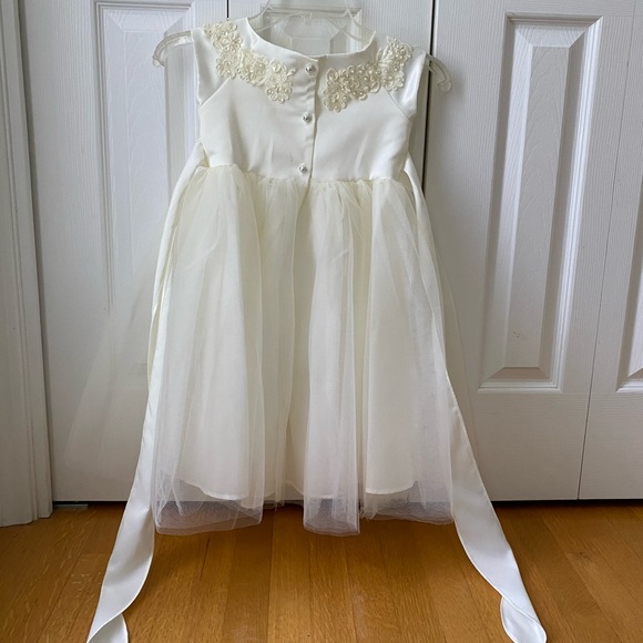 Kid Collection Ivory Flower Girl Dress SZ 4 - Picture 10 of 11